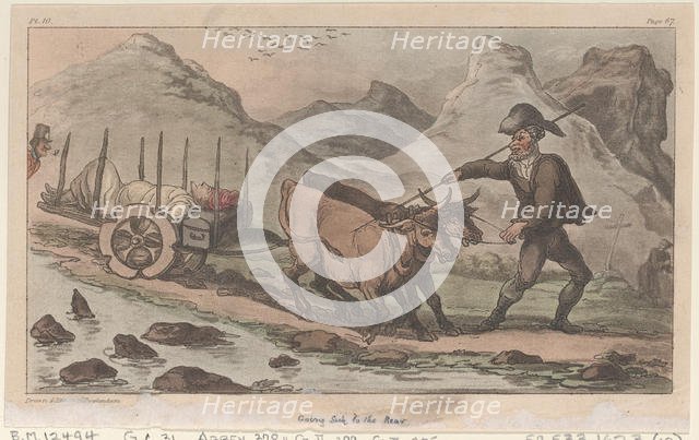 Going sick to the rear, from "The Military Adventures of Johnny Newcome", 1815., 1815. Creator: Thomas Rowlandson.