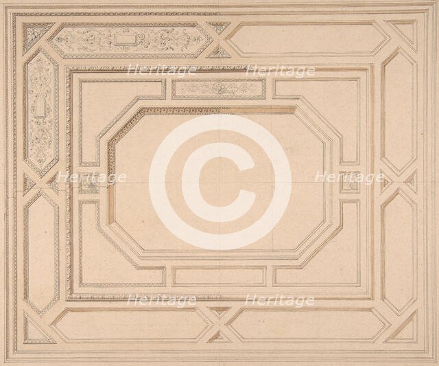 Design for a ceiling, second half 19th century. Creators: Jules-Edmond-Charles Lachaise, Eugène-Pierre Gourdet.