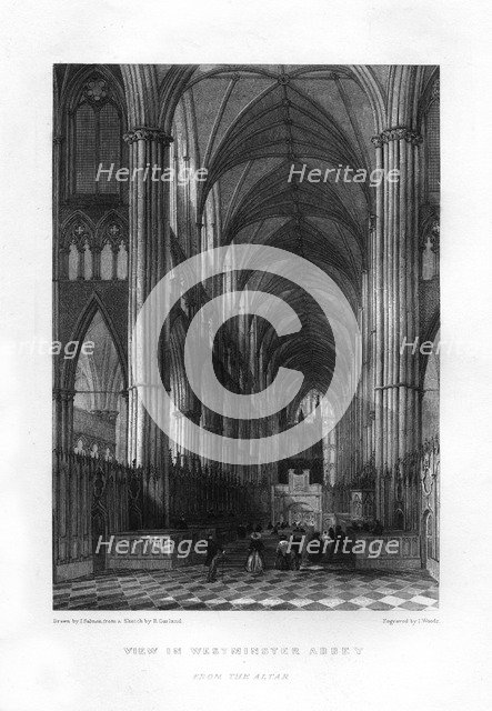 Westminster Abbey from the altar, London, 19th century.Artist: J Woods