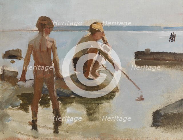 Sketch for Boys Playing on the Shore, 1884. Creator: Albert Edelfelt.