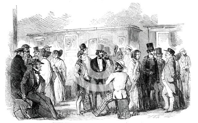 Departure of English Members of the Peace Congress for Frankfort, 1850. Creator: W. T..