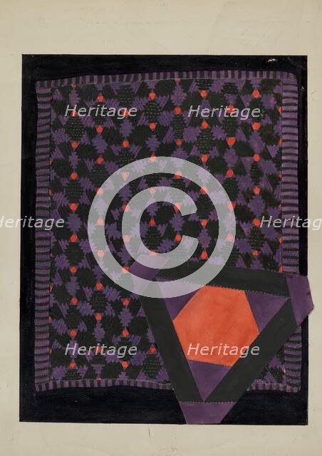Patchwork Quilt and Detail, c. 1936. Creator: Ellen Duncan.