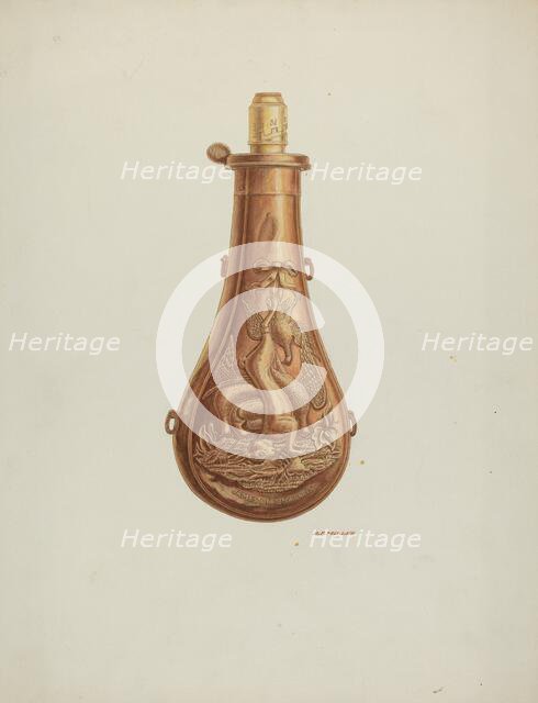 Powder Flask, c. 1939. Creator: Randolph F Miller.