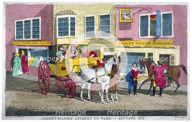 'Johnny Gilpin's journey to Ware - setting off', c1795.                   Artist: Anon