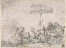 Draftsmen Outdoors, c. 1760. Creator: Gabriel de Saint-Aubin.