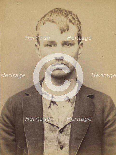 Deliège. Nicolas, François. 19 ans, né à Ixelles (Belgique). Tailleur d'habits. Anarchiste..., 1894. Creator: Alphonse Bertillon.