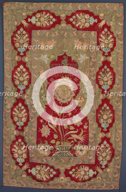 Embroidered Armenian liturgical curtain, 1763. Creator: Unknown.