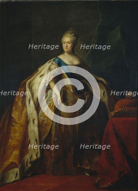 Portrait of Empress Catherine II (1729-1796), 1796. Artist: Drozhdin, Petro Semyonovich (1745-1805)