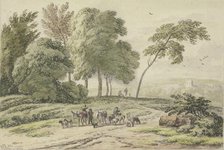 Two donkey drivers from behind by a group of trees, 1689. Creator: Unknown.