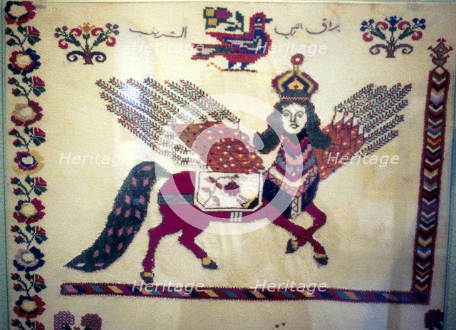 Al-Buraq, the winged horse that carried Mohammed. Artist: Unknown