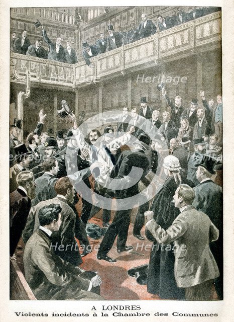 In London, Violent incident in the Chamber of Commons, 1901. Artist: Unknown