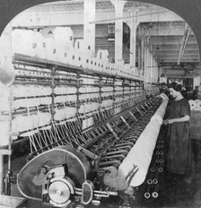 Doubling frame in a large woollen mill, Lawrence, Massachusetts, USA, early 20th century(?). Artist: Keystone View Company
