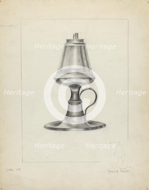 Camphene Lamp, 1935/1942. Creator: Amelia Tuccio.