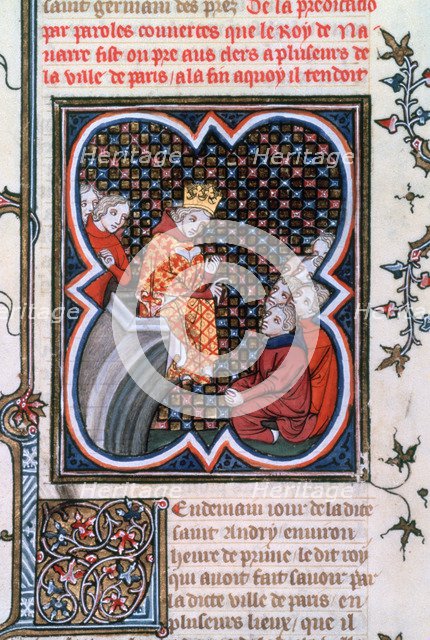 King Charles of Navarre preaching, 1375-1379. Artist: Unknown