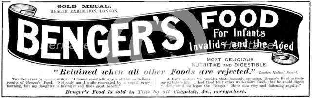 Advertisement for Benger's Food, 1895. Creator: Unknown.