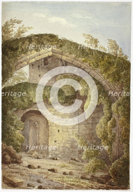 Interior of Conway Castle, 1845. Creator: Elizabeth Murray.