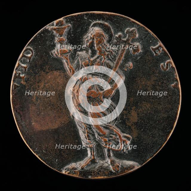 Faith Holding a Chalice with a Wafer and a Cross [reverse], c. 1497. Creator: Unknown.