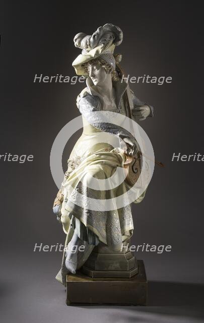 Woman Playing a 'Viola da Gamba' (image 1 of 11), between c.1880 and c.1897. Creators: Albert Ernest Carrier de Belleuse, Hippolyte Boulenger.