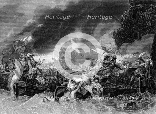 Battle of La Hogue, 19 May 1692. Artist: Unknown
