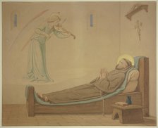 Saint Francis in his cell: An angel quenches the dying man's longing for music, 1855. Creator: Eduard von Steinle.