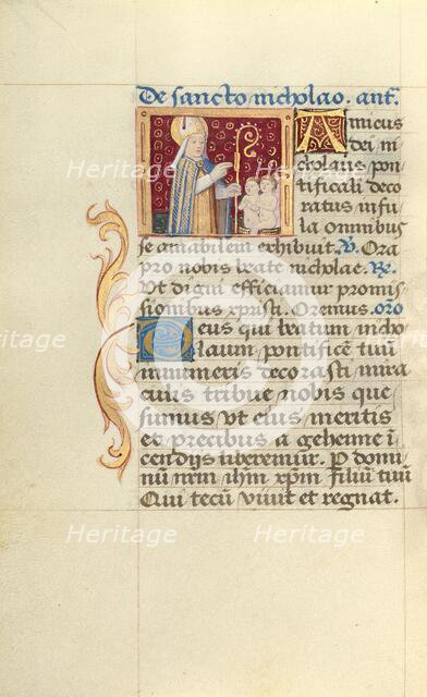 Saint Nicholas; Poncher Hours, about 1500. Creator: Master of Jacques de Besancon.
