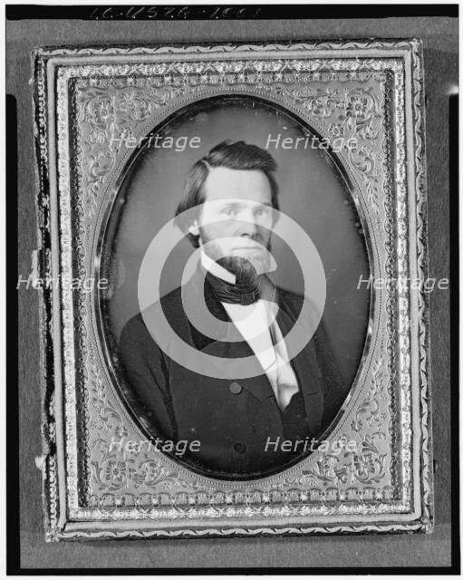 John Sherman, head-and-shoulders portrait, full face, between 1840 and 1860. Creator: Unknown.