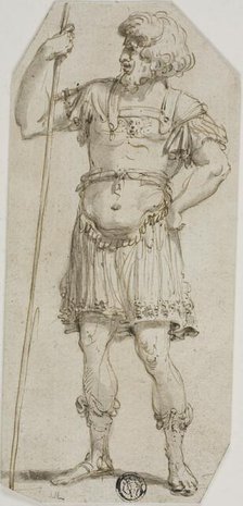 Standing Roman Warrior Holding Staff, n.d. Creator: Unknown.