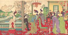 A Contest of Elegant Ladies among the Cherry Blossoms (Kaika kifujin kisoi), Sep..., September 1887. Creator: Chikanobu Yoshu.