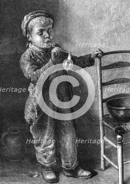 "Boy Blowing Bubbles" by the late W. Hunt, 1871. Creator: William Hollidge.