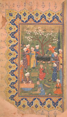 Preparation For a Noon-Day Meal, Folio from a Divan (Collected Works) of Mir 'Ali Shir Nava'i, 1580. Creator: Qasim 'Ali of Shiraz.