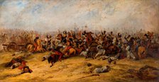 The Conflict at the Guns, Balaclava, 1854. Creator: George Jones.