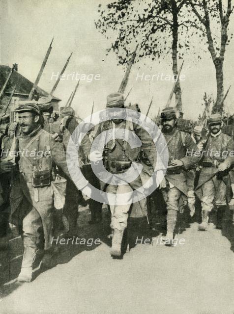 French troops on the march, First World War, 1914-1918, (c1920). Creator: Unknown.