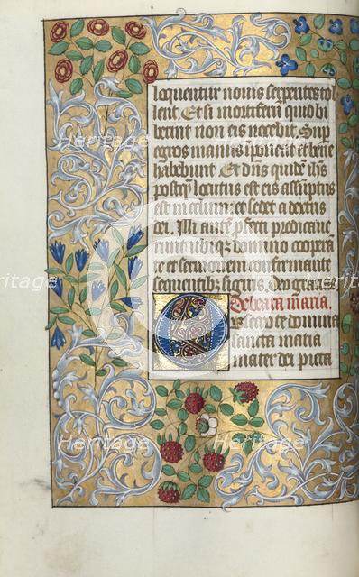 Book of Hours (Use of Rouen): fol. 18v, Large Initial O with Elaborate Border, c. 1470. Creator: Master of the Geneva Latini (French, active Rouen, 1460-80).