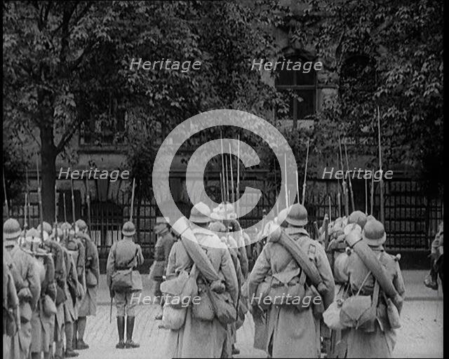 French Soldiers Marching Down the Street in the Ruhr, 1924. Creator: British Pathe Ltd.