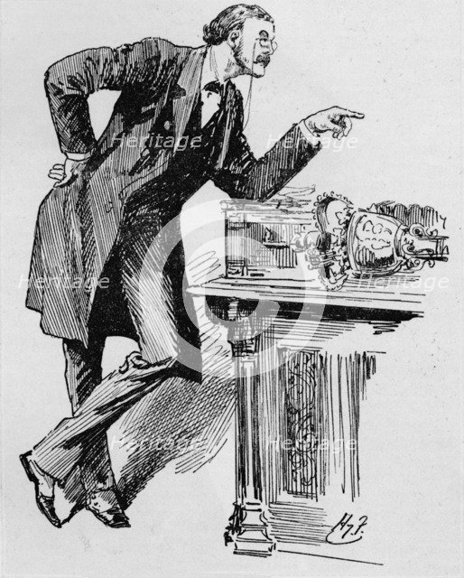 Arthur Balfour speaking in the House of Commons, 1890s (1906).  Artist: Unknown.