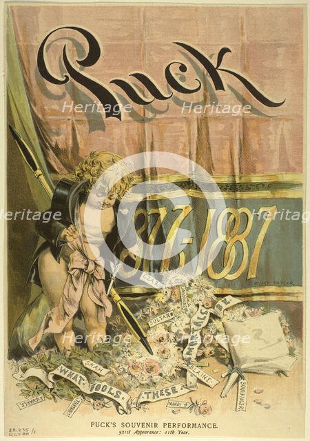 Puck's Souvenir Performance, from Puck, published March 2, 1887. Creator: Charles Jay Taylor.