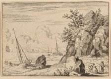 Seascape with Three Figures to the Right, probably c. 1645/1656. Creator: Allart van Everdingen.