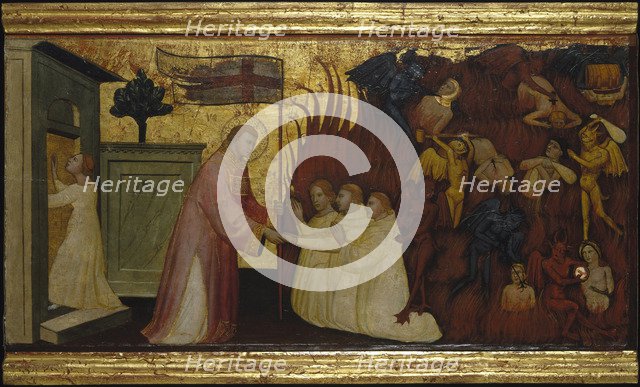 Saint Lawrence Liberates Souls from Purgatory. Scenes from the Life of Saint Lawrence, predella, ca 1412. Artist: Lorenzo di Niccolò (active 1391-1414)