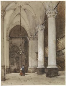 Southern aisle of the Great Church at The Hague, c.1827-c.1891. Creator: Johannes Bosboom.
