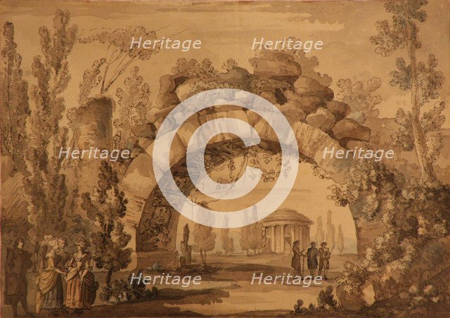 Park Landscape With An Arch, 1800s.
