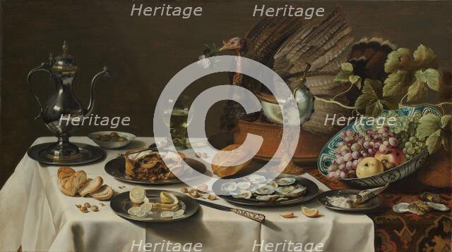 Still Life with a Turkey Pie, 1627. Creator: Pieter Claesz.