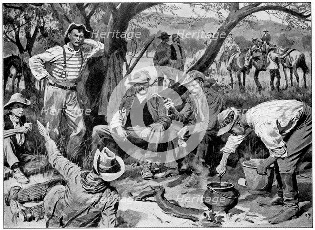 Jack Hindon and his train wreckers, 2nd Boer War, c1900. Artist: Unknown