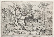 Landscape with Putti, c. 1550. Creator: Léon Davent (French).