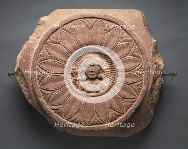 Double-Faced Crossbar from a Railing: Female Figure (verso), c. 150 BC. Creator: Unknown.