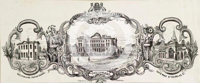 Greyfriars Parish School, Aberdeen; Royal Infirmary; Gateway St Nicholas Street, c1830s. Creator: Unknown.