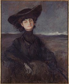 Portrait of Countess Anna de Noailles, born Brancovan (1876-1933), poet, c1905. Creator: Jean Louis Forain.