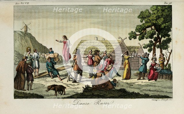 Russian dance. Illustration from Il costume antico e moderno o storia del governo… by Giulio Ferrario, 1831. Artist: Giarrè, Luigi (1772-1844)