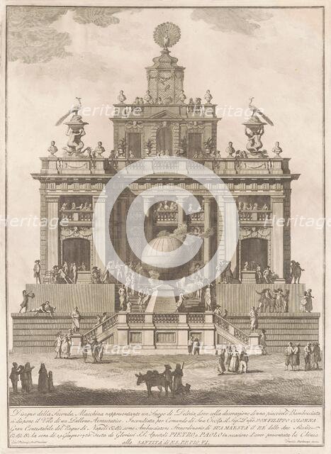 The Seconda Macchina for the Chinea of 1785: A Pleasure Palace with an Air Balloon, 1785. Creator: Francesco Barbazza.