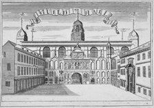 Front view of the Guildhall, looking north across Guildhall Yard, City of London, 1700. Artist: Anon