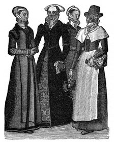 Costumes of town and country women, 16th century, (1910). Artist: Unknown